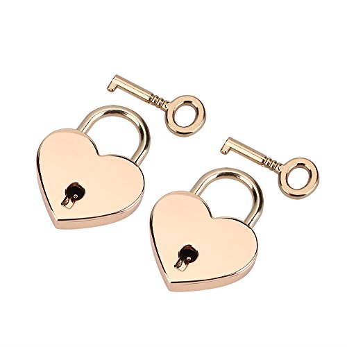 2 Sets Candado Pequeño de Metal En Forma de Corazón Mini Cerradura de Amor on Llave para Equipaje Bolso Diario Regalo de San Valentín