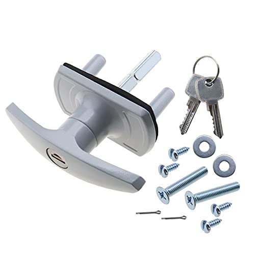 Cerradura para puerta de garaje, con espigas de fijación de 18/35mm y mango de 50/75mm, compatible con HENDERSON o CARDALE., plateado