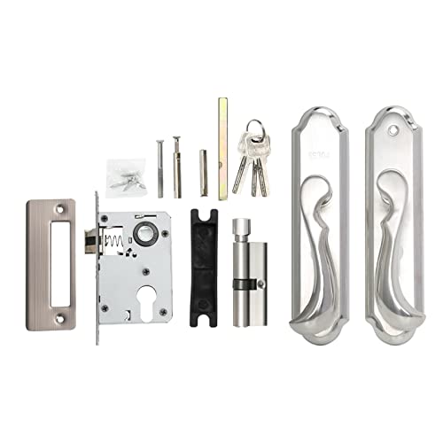 nobrands Kit de cerradura de puerta con accesorios, Kits de Cerradura de manija de Puerta cilindro de manija de puerta cerradura de puerta delantera y trasera con llave para Seguridad del hogar