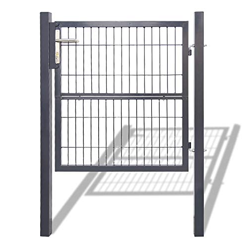EINFEBEN Puerta de jardín de acero galvanizado, 100 x 100 cm, puerta de jardín con cerradura, picaporte y llave, color antracita