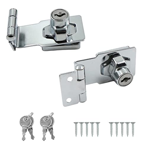 Pestillo Para Puerta Cerradura Metal - Para Esquina Ángulo de 90°, Con Llave Y Tornillos Para Puertas, Muebles, Ventanas, Cajones, Cercas De Madera, Armarios, 2 Unidades, Color Plateado