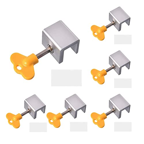 Cerradura para Ventana Corredera, Cerradura de Seguridad para Ventana Corredera Ajustable con llave, 6 Piezas