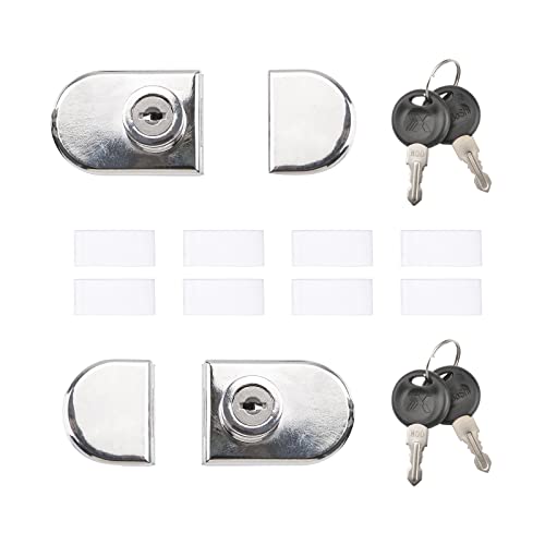 INCREWAY - 2 cerraduras de aleación de zinc para puerta de armario de cristal/vitrina, doble cerradura de seguridad para puerta de vidrio de 5-8 mm