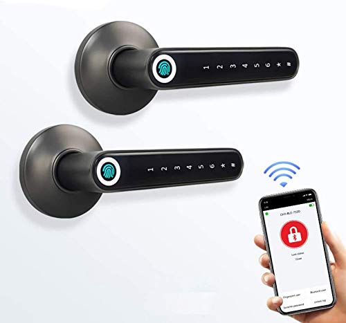 Cerradura puerta inteligente, aplicación cerradura puerta electrónica y contraseña universal y entrada llave con pantalla táctil Cerradura cerrojo inteligente, código anti-pío, carga emergencia USB,