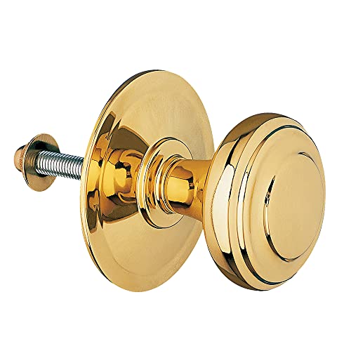 Amig - Pomo Mod. 15 Dorado de Latón Macizo Tallado con Acabado Pulido para Puertas Exteriores de Entrada | Diámetro Tirador Ø70 mm · Altura 77 mm | Incluye Tornillo y Tuerca de Fijación