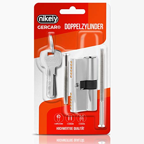 GERCAR - Cilindro de perfil para cerradura de puerta, 30/30, doble cilindro, incluye 5 llaves. Individual. Longitud: 60 mm, A: 30, B: 30, 1 unidad