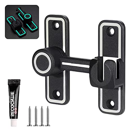 Paliwn Pestillo De Puerta, Aluminio Cerradura De Puerta Corredera 90/180 Grados, Luminoso Cerradura Seguridad Sin Agujero Perforación Cerrojos Para Puertas Para Habitaciones,Puertas Correderas