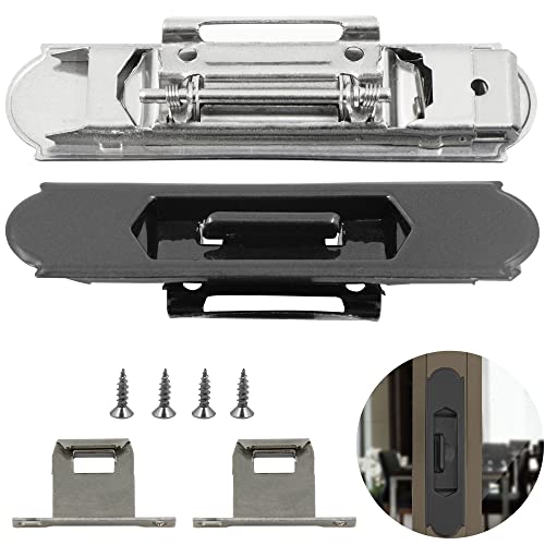 Cerradura Para Puerta Y Ventana - Corredera De La Acero Inoxidable Seguridad AutomáTico Auto ExpulsióN Bayoneta Simple FijacióN Las Puertas Del BalcóN Windows Yard Etc, Negro 2 Piezas