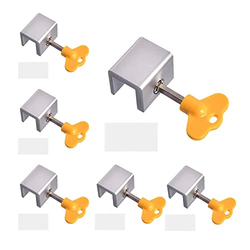 Cerradura para Ventana Corredera, Cerradura de Seguridad para Ventana Corredera Ajustable con llave, Apto Para Ventanas, 6 Piezas
