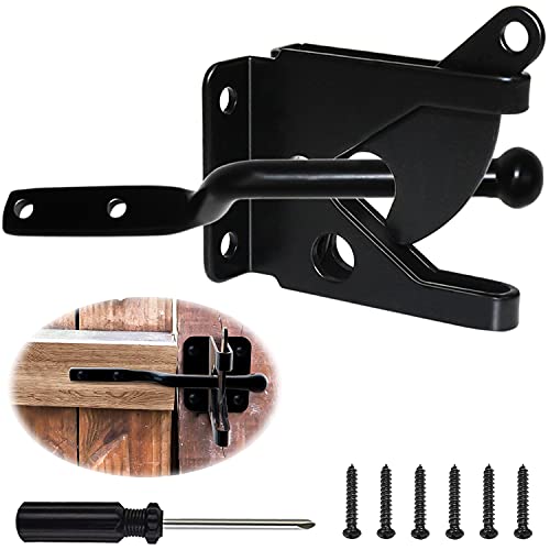 Pestillo para Puerta Cerrojos para Puertas Cerrojo de Puerta Cerradura Automática para Jardín Negro con Tornillos, para Puerta de Madera y Jardín y Pestillos de Puerta de Valla