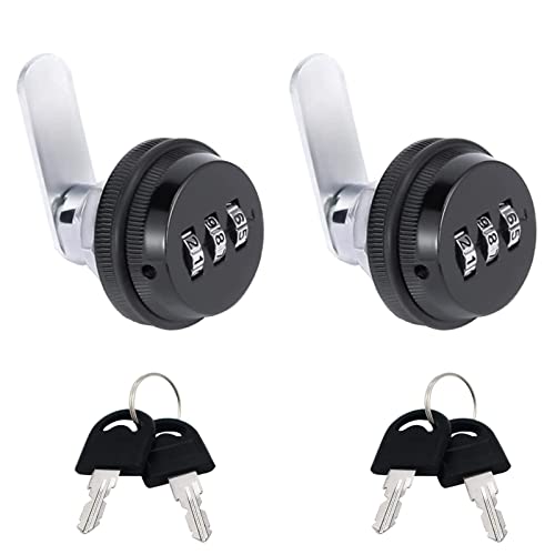 2 Pcs Cerradura de Combinacion de Codigo,Cerradura Combinada del Código de 3 Cígitos, Cerradura Contraseña de la Seguridad del Gabinete de la Aleación del Cinc,para Buzón de Cajón del Gabinete(Negro)