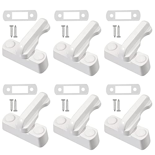 Ritte 6 Piezas Tipo T Cierre De Ventanas,Cerradura Ventana Seguridad Blanca,Cierre Adicional Ventana Antirrobo, Ventana Bloqueador con Tornillos,para Varias Puertas Upvc/PVC y Windows y Home Security