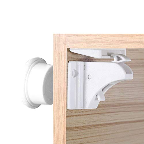 LATTCURE Cerradura magnética para bebés y niños Cerradura de gabinete de protección 8 cerraduras con 2 llaves para cajones y puerta de gabinete para seguridad de bebés y niños