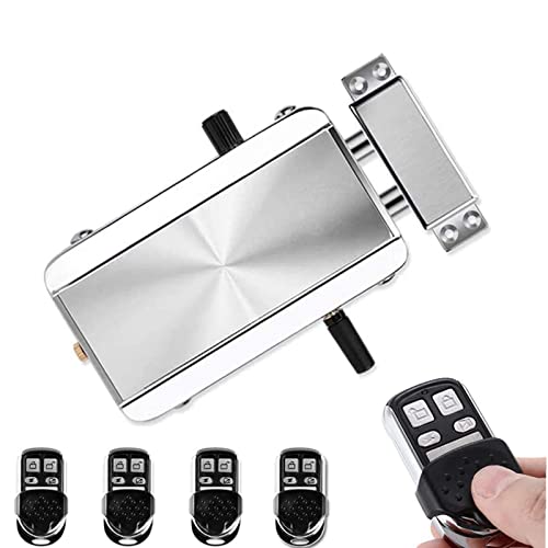 Kit de cerradura electrónica de puerta con 4 mandos a distancia, puerta de garaje inteligente, cerradura de puerta invisible, cerradura de puerta antirrobo, cerradura de seguridad adicional