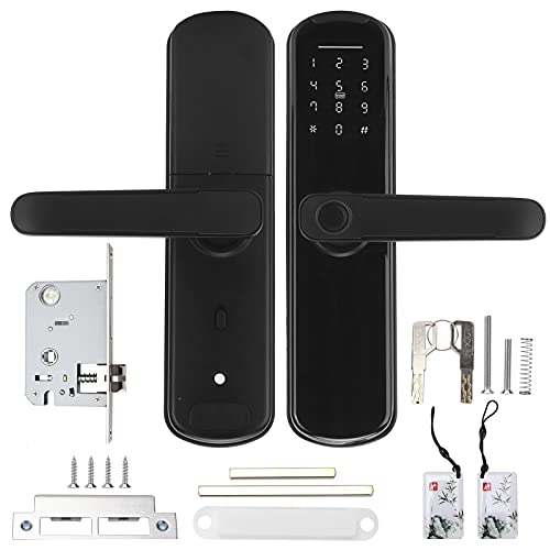 Dilwe Cerradura inteligente, antirrobo de puerta inteligente, funciona con aplicación, para el hogar, hotel, apartamento, escuela y puerta interior (negro)