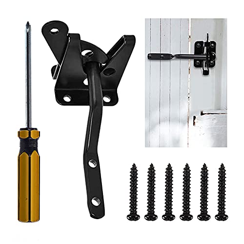YIXISI Pestillo para Puerta, Cerradura Automática para Jardín Negro con Tornillos, Acero Inoxidable Palanca de Gravedad Automática, para Puerta de Madera y Jardín y Pestillos de Puerta de Valla