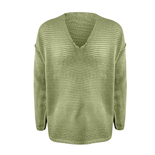 Para adolescentes, ropa de abrigo de punto elástico, acrílico, cuello en V, color puro, bandeau 4 de julio, sudadera de otoño P87, verde menta, L