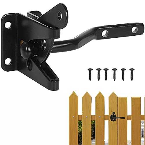 Cerradura De Puerta Automática Negra Bloqueo Automático De Jardín Bloqueo De Puerta Bloqueo Automático Cerradura De Puerta De Jardín Con 6 Tornillos Para La Puerta De La Cerca De La Granja Del Sauce