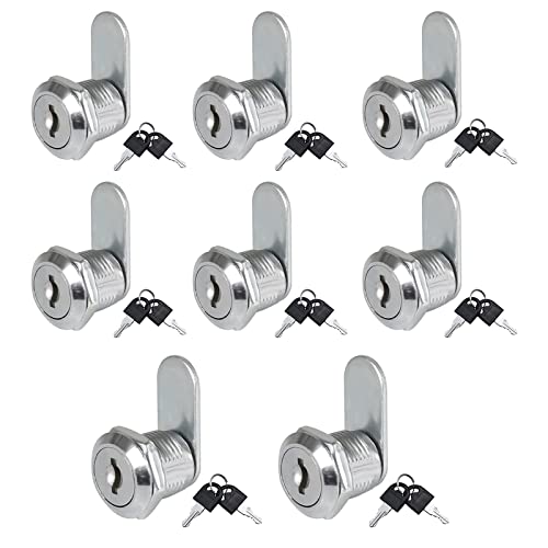 KOSHIFU 8 Piezas Cerradura de Buzón con 2 Llaves Cerradura para Buzón de Seguridad 16 mm Cerradura de Levas Cerradura Puerta de Armario de Metal para Armario Buzón Archivos Escritorio de Oficina