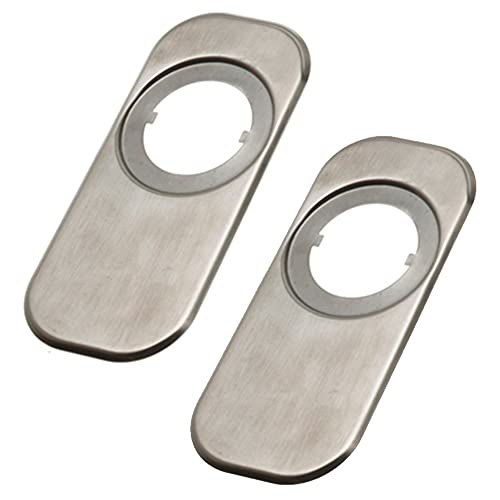 Pack de 2 unidades Embellecedor de Escudos de Seguridad para Cerraduras 165 x 74 mm | Para Evitar Rayar Puertas con las Llaves | Con Forma Rectangular | Latón Cromado Mate