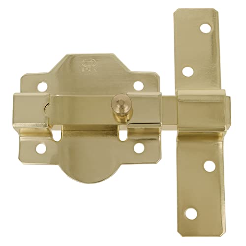 Amig - Cerrojo de Sobreponer para Puertas de Entrada o Traseras Mod. 1P | 88 x 131 mm | Pasador de Alta Seguridad | Pestillo sin Llaves | Acero Dorado