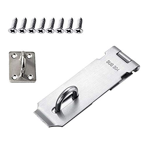 MUXItrade Candado Cerrojo Cerradura de puerta Cerrojo de puerta de bloqueo 4 pulgadas, Acero inoxidable acabado, Plata