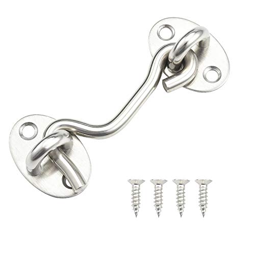 Jalan Cerrojos y pestillos para Puertas, Gancho para Cabina de Silent Holder, Acero Inoxidable, 75 mm, Plateado