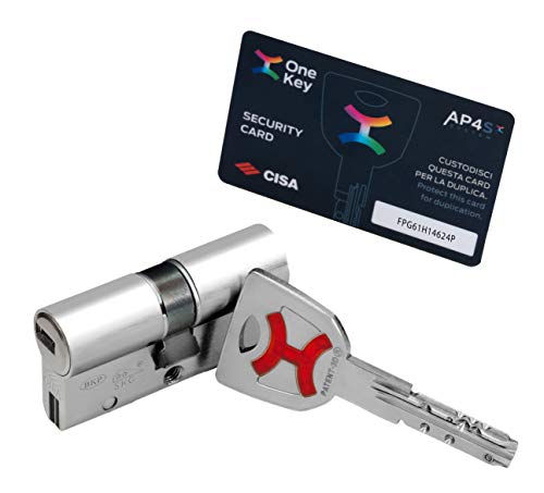 AP4S De Cisa 30x30 LEVA DE DOBLE EMBRAGUE Bombin De Seguridad Color Niquel Reforzado Antirotura Antibumping Antitaladro Antiextracción Cerradura Puerta 5 Llaves El Cilindro Tarjeta