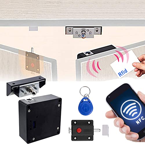 Cerradura electrónica de gabinete, inteligente NFC RFID cerraduras, cerraduras ocultas de gabinete con cerradura deslizante para puerta doble, armario