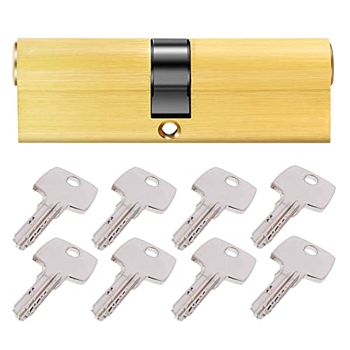 Cilindro cerradura, Cilindro de Alta Seguridad, Leva Larga, Llave - Llave, Latonado, 32.5/32.5(65mm) Cilindro de doble vuelta para puertas