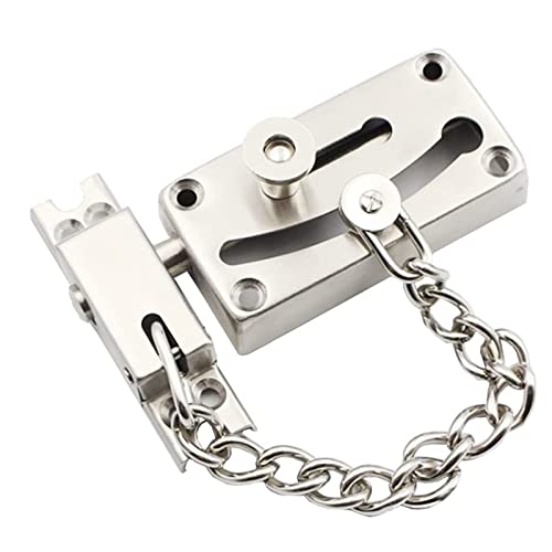 Cadena para Puerta con Cerrojo Cerradura de Seguridad, Cerradura de Cadena de Puerta Antirrobo, Pestillo Cadena con Tornillos, para Puerta Interior y Seguridad del Hogar Apartamento Hotel, Silver