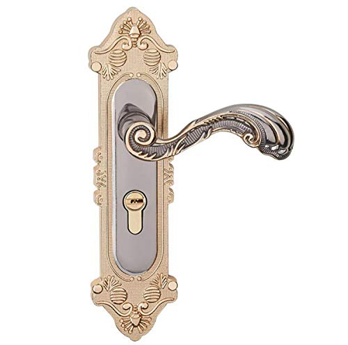 BYCDD Pomo Puerta Tirador de Puerta para el dormitorio principal, silencio Seguridad Manillas Para Puertas Durable Aluminio Cerradura de La Puerta bloqueos,Gold