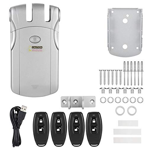 Cerradura electrónica, WAFU Aleación de Zinc Invisible sin Llave Control Remoto inalámbrico Cerradura electrónica con botón de desbloqueo Bloqueado a presión
