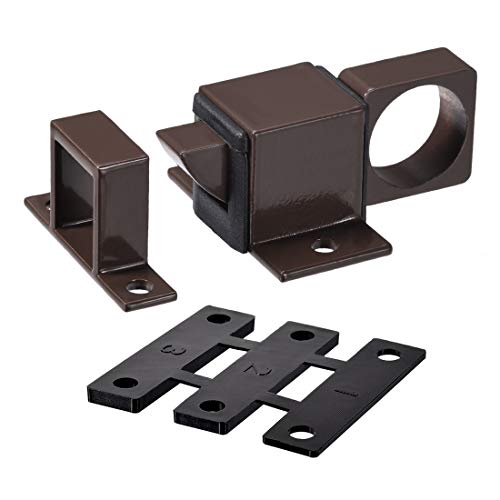 sourcing map Pestillo de puerta, seguridad de aleación de aluminio, cerradura automática de rebote de resorte para puerta de ventana (marrón)