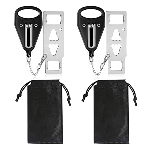 TSHAOUN 2 Pack Cerradura de Puerta Portátil,Cerradura de Puerta Portátil con Cerrojo Antirrobo, Bloqueo de Puertas Universal, Candado Door Lock,para Escuela Hogar Apartamento Hotel Motel (2 Pack)