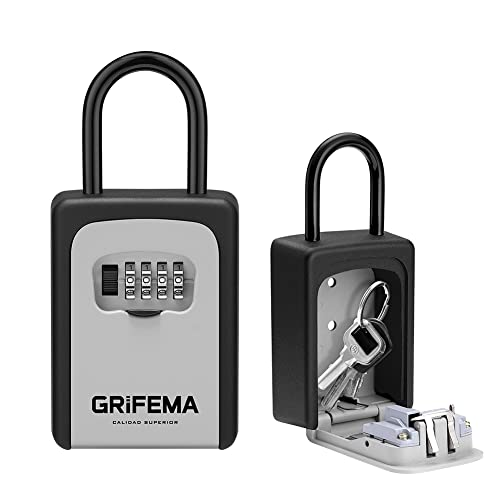 GRIFEMA GA1004 Caja de Seguridad para Llaves, Caja de Cerradura, Armarios de llaves con Gancho, Gris