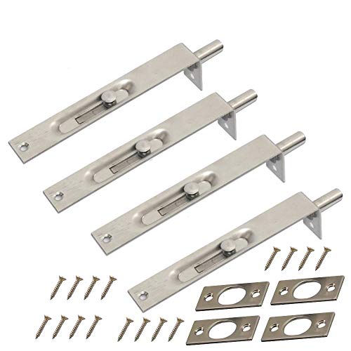NUZAMAS - 2 pares de pernos para puerta de 15 cm, acero inoxidable resistente, puerta corredera, puerta secundaria primaria, doble apertura de seguridad