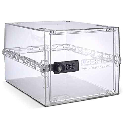 Lockabox One™ | Caja de almacenamiento compacta e higiénica con cerradura para alimentos, medicamentos y seguridad en el hogar (Cristal)