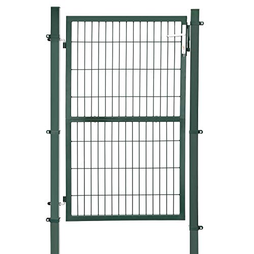 SONGMICS GGD200L - Puerta de jardín (Acero galvanizado, Puerta de jardín, Cerradura de Calidad, pomo y Llave, 106 x 150 cm), Color Verde