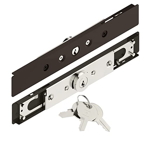 Cerradura para persianas enrollables de tiro directo – marrón, cilindro redondo, 2 pivotes, hoja de grosor 7-9 mm, acero – 3 llaves – bloqueo manual – Antirobos robos – Fabricación francesa