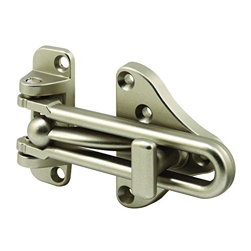Defender Security U 11316 Protector de Puerta de Barra oscilante con Cerradura Auxiliar de Alta Seguridad, Níquel Satinado, 1 pack