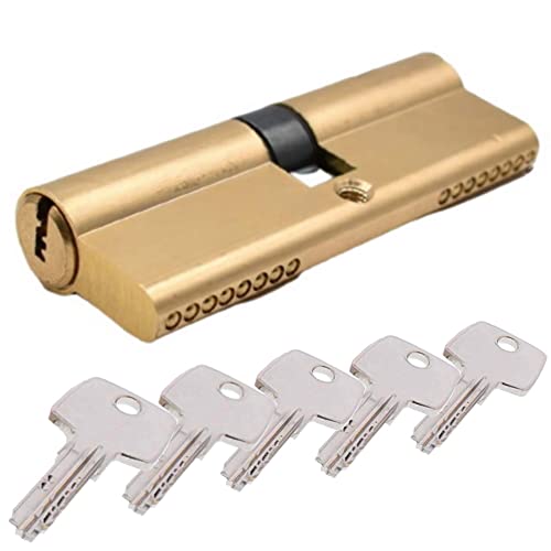 Bombin Cerradura Seguridad 70 mm - Cilindro Cerradura Seguridad Puerta 25x10x35 - Cerradura Antibumping - Incluye 5 Llaves de Seguridad y Tornillo de Fijación a la Cerradura de la Puerta