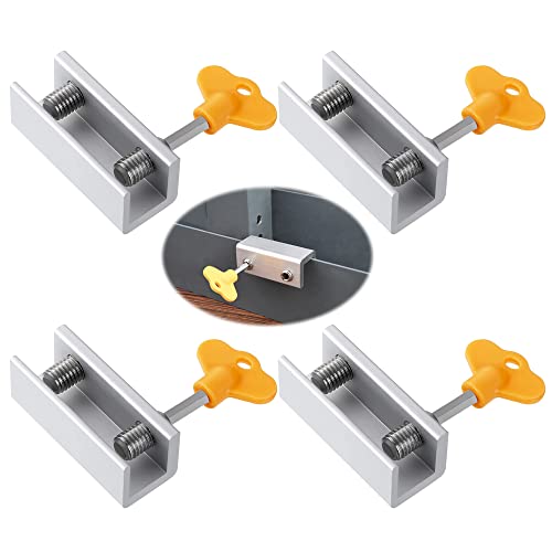 Sctmda Seguridad Ventanas Correderas 4 piezas Cerradura para Ventana Corredera de Aluminio Ajustable Cerradura de Seguridad para Ventana Corredera con Llave para Seguridad y Antirrobo