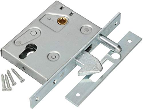 KOTARBAU® Cerradura de gancho para puerta corredera F-60, mandril guía para puerta corredera, cerradura de gancho de acero galvanizado resistente a la corrosión, placa de cierre para puerta de entrada