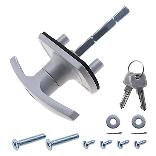 Cerradura para puerta de garaje, con espigas de fijación de 18/35mm y mango de 50/75mm, compatible con HENDERSON o CARDALE., plateado