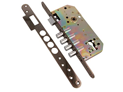 Amig - Cerradura de Embutir Mod.101 BASE para Puertas de Madera de Entrada | Con Picaporte Reversible | Para Manillas de Cuadradillo 8 mm | De Acero con Acabado Cuero