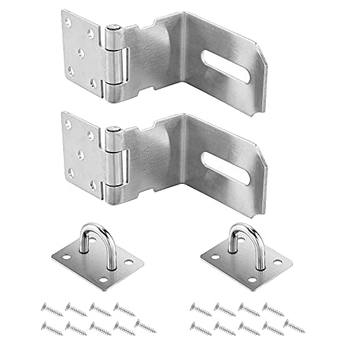 Cerrojo de acero inoxidable Lpraer 2 piezas 90 grados cerradura de trampa con tornillos, 4 pulgadas candado de seguridad para puerta de madera, cobertizo, armario, puerta de garaje
