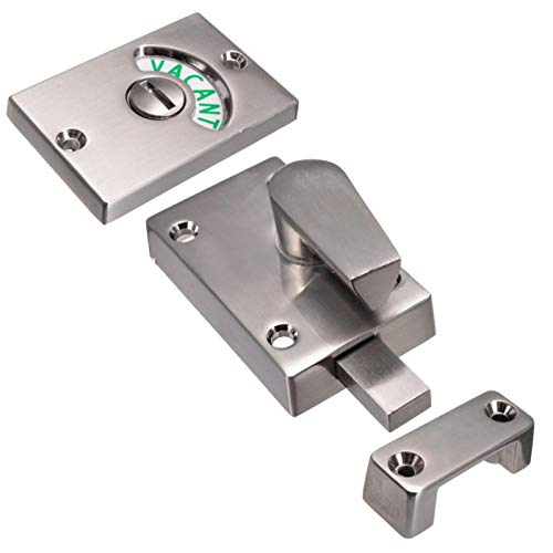 Faderr Perno indicador de la cerradura de la puerta del cuarto de baño DeadBolt Privacidad Partición Cerradura de la puerta del pestillo para el cuarto de baño WC público baño (níquel satinado,
