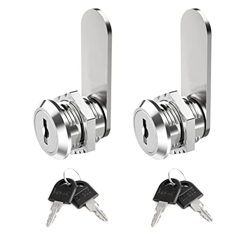 2 Piezas Cerradura de Buzón con Llaves, Cerradura de Buzón Seguridad, Cerradura de Taquilla para Armario, Aleación Zinc 16MM, para Buzones, Puertas y Muebles (Plata)