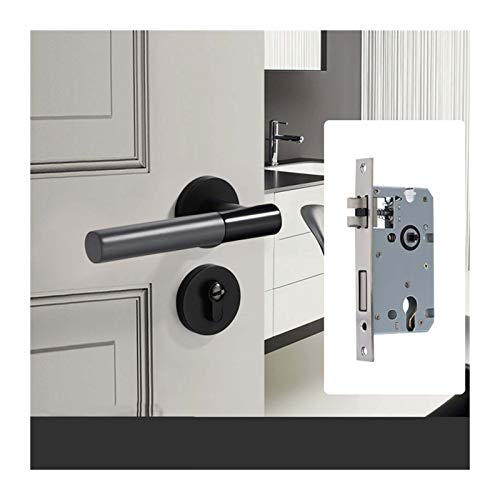 XUANMAI manijas de Puerta Patrón 1 Juego De Cerradura De Puerta Madera Antigua Interior Sala Estar/Dormitorio Negro Puerta Maneta Cierre Puertas, Palanca De La Manija Interna (Color : C)